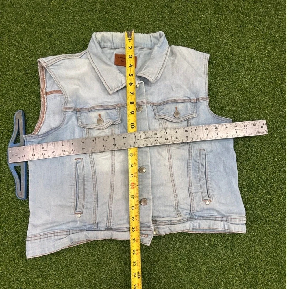 Cache Cache Denim Vest Light Wash Button Front Sleeveless Jean Jacket Large
